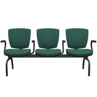 Cadeira Longarina 3 Lugares Aeroporto Recepção Preto Baixa Flexi P03 Poliéster Verde - Lyam - 1