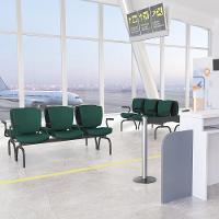 Cadeira Longarina 3 Lugares Aeroporto Recepção Preto Baixa Flexi P03 Poliéster Verde - Lyam - 2