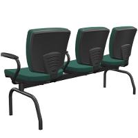 Cadeira Longarina 3 Lugares Aeroporto Recepção Preto Baixa Flexi P03 Poliéster Verde - Lyam - 6