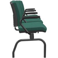 Cadeira Longarina 3 Lugares Aeroporto Recepção Preto Baixa Flexi P03 Poliéster Verde - Lyam - 7