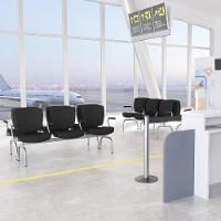 Cadeira Longarina 3 Lugares Aeroporto Recepção Cromado Baixa Flexi P03 Poliéster Preto - Lyam - 2