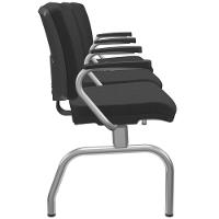 Cadeira Longarina 3 Lugares Aeroporto Recepção Cromado Baixa Flexi P03 Poliéster Preto - Lyam - 3
