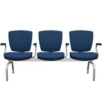 Cadeira Longarina 3 Lugares Aeroporto Recepção Cromado Baixa Flexi P03 Poliéster Azul - Lyam - 1