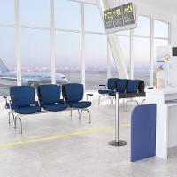 Cadeira Longarina 3 Lugares Aeroporto Recepção Cromado Baixa Flexi P03 Poliéster Azul - Lyam - 2