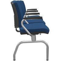Cadeira Longarina 3 Lugares Aeroporto Recepção Cromado Baixa Flexi P03 Poliéster Azul - Lyam - 3
