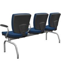 Cadeira Longarina 3 Lugares Aeroporto Recepção Cromado Baixa Flexi P03 Poliéster Azul - Lyam - 6