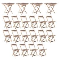 Kit 4 Mesas Dobráveis Com 16 Cadeiras 100% Madeira Maciça Ypê Natural - 2