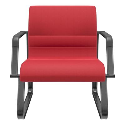 Cadeira De Escritório Recepção Com Braço Fixa Preta Lev P03 Crepe Vermelho - Lyam Decor