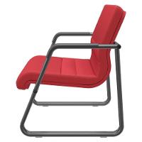 Cadeira De Escritório Recepção Com Braço Fixa Preta Lev P03 Crepe Vermelho - Lyam Decor - 5