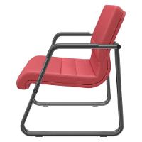 Cadeira De Escritório Recepção Com Braço Fixa Preta Lev P03 Vinil Vermelho - Lyam Decor - 5