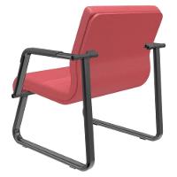 Cadeira De Escritório Recepção Com Braço Fixa Preta Lev P03 Vinil Vermelho - Lyam Decor - 6