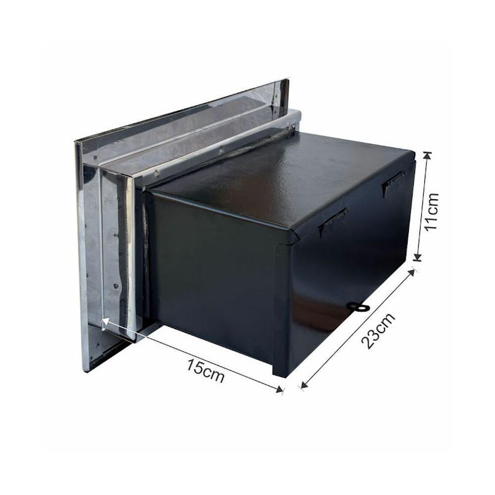 Caixa De Correio Cartas Muro Detras Inox Preta 15x23x30cm - 5