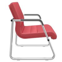 Cadeira De Escritório Recepção Com Braço Fixa Cromada Lev P03 Vinil Vermelho - Lyam Decor - 2