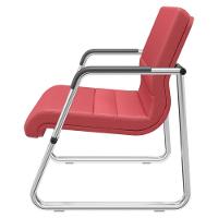 Cadeira De Escritório Recepção Com Braço Fixa Cromada Lev P03 Vinil Vermelho - Lyam Decor - 5