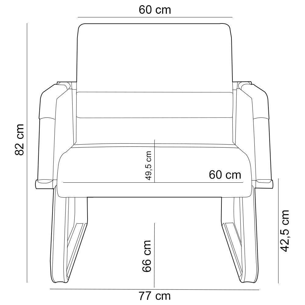 Cadeira De Escritório Recepção Com Braço Fixa Cromada Lev P03 Vinil Branco - Lyam Decor - 4