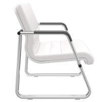 Cadeira De Escritório Recepção Com Braço Fixa Cromada Lev P03 Vinil Branco - Lyam Decor - 2