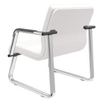 Cadeira De Escritório Recepção Com Braço Fixa Cromada Lev P03 Vinil Branco - Lyam Decor - 6