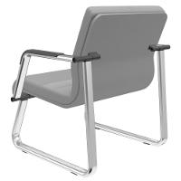 Cadeira De Escritório Recepção Com Braço Fixa Cromada Lev P03 Vinil Cinza - Lyam Decor - 6