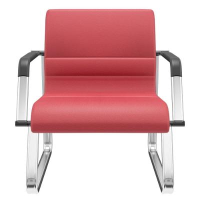 Cadeira De Escritório Recepção Com Braço Fixa Cromada Lev P03 Crepe Vermelho - Lyam Decor