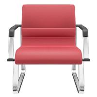 Cadeira De Escritório Recepção Com Braço Fixa Cromada Lev P03 Crepe Vermelho - Lyam Decor - 1