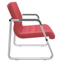 Cadeira De Escritório Recepção Com Braço Fixa Cromada Lev P03 Crepe Vermelho - Lyam Decor - 2