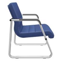 Cadeira De Escritório Recepção Com Braço Fixa Cromada Lev P03 Vinil Azul - Lyam Decor - 2