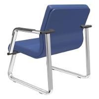 Cadeira De Escritório Recepção Com Braço Fixa Cromada Lev P03 Vinil Azul - Lyam Decor - 6