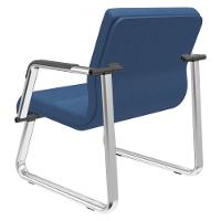 Cadeira De Escritório Recepção Com Braço Fixa Cromada Lev P03 Crepe Azul - Lyam Decor - 6