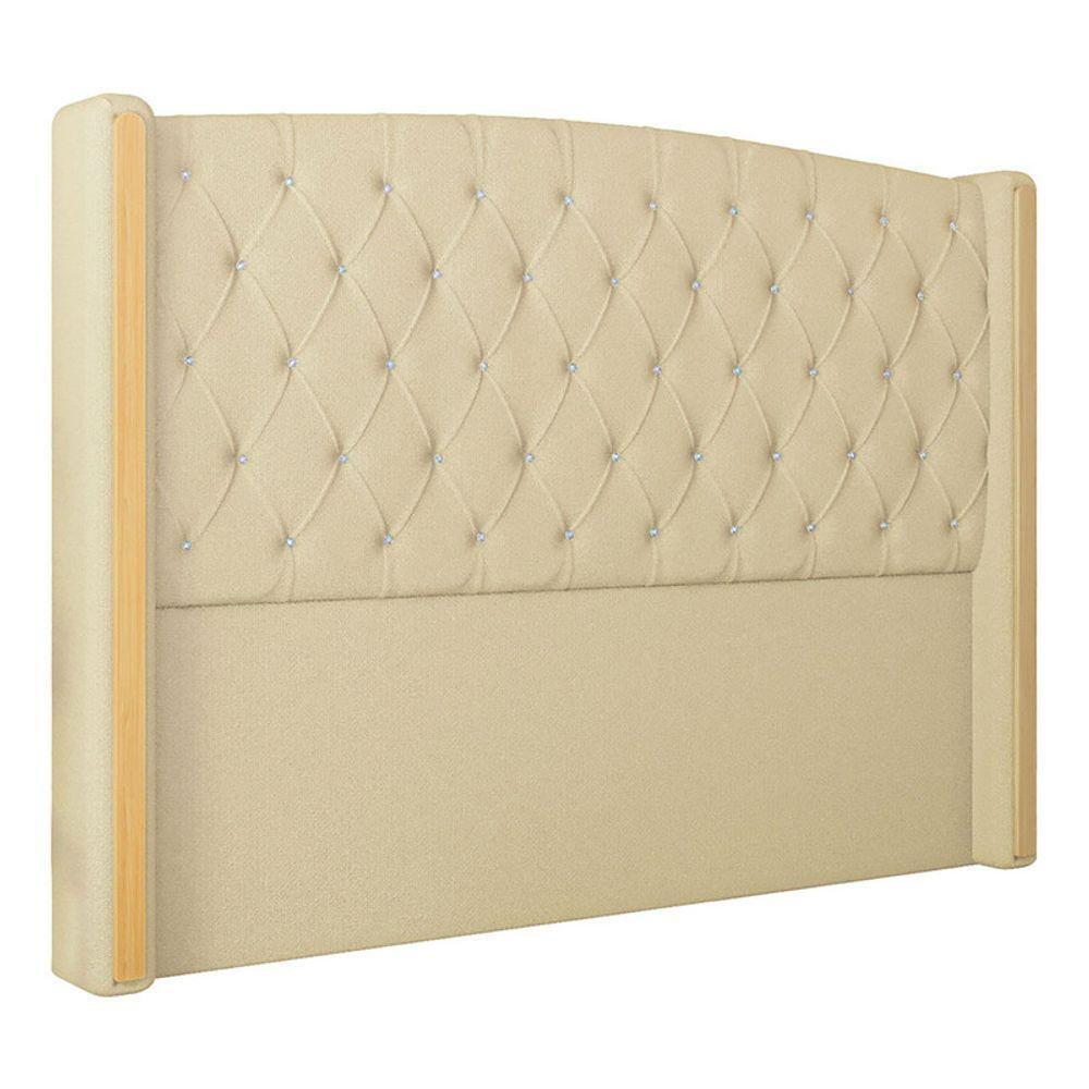 Cabeceira Estofada Solteiro 90 Cm Zirconio Linho Cor: Creme - 2