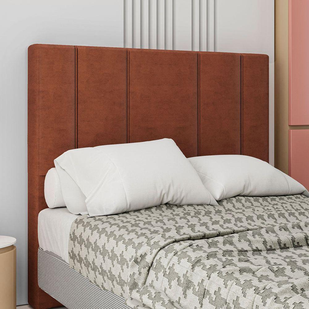 Cabeceira Estofada King 195 Cm Rubi Veludo Cor: Terracota - 1
