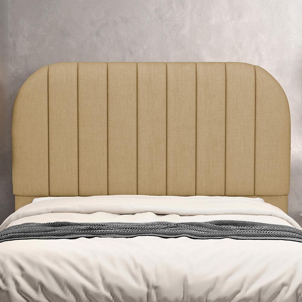 Cabeceira Cama Box Queen Estofada Orgânica 160cm Alice W01 Linho Bege Escuro - Lyam Decor - 2