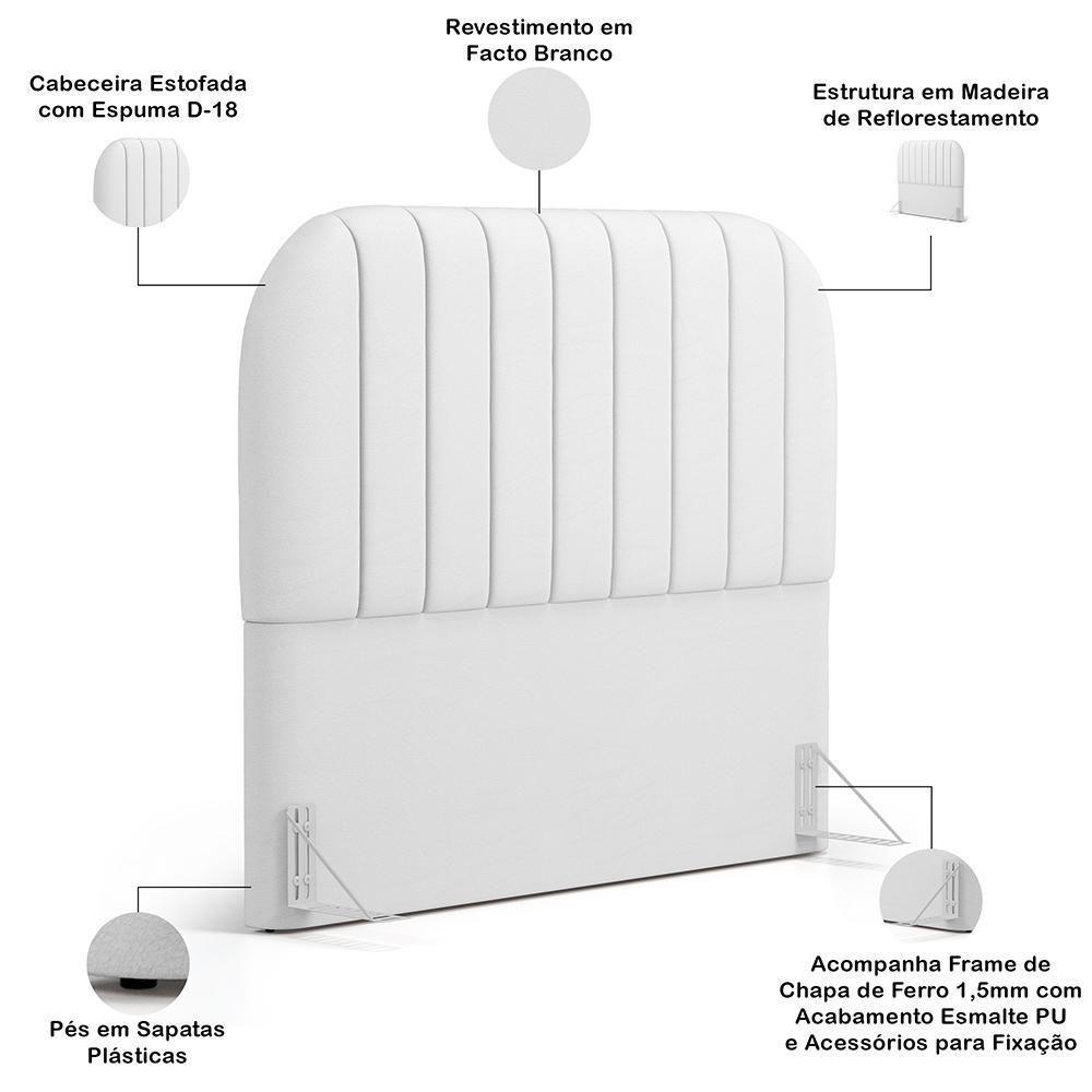 Cabeceira Cama Box Queen Estofada Orgânica 160cm Alice W01 Facto Branco - Lyam Decor - 4