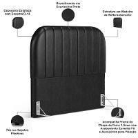 Cabeceira Cama Box Queen Estofada Orgânica 160cm Alice W01 Couríssimo Preto - Lyam Decor