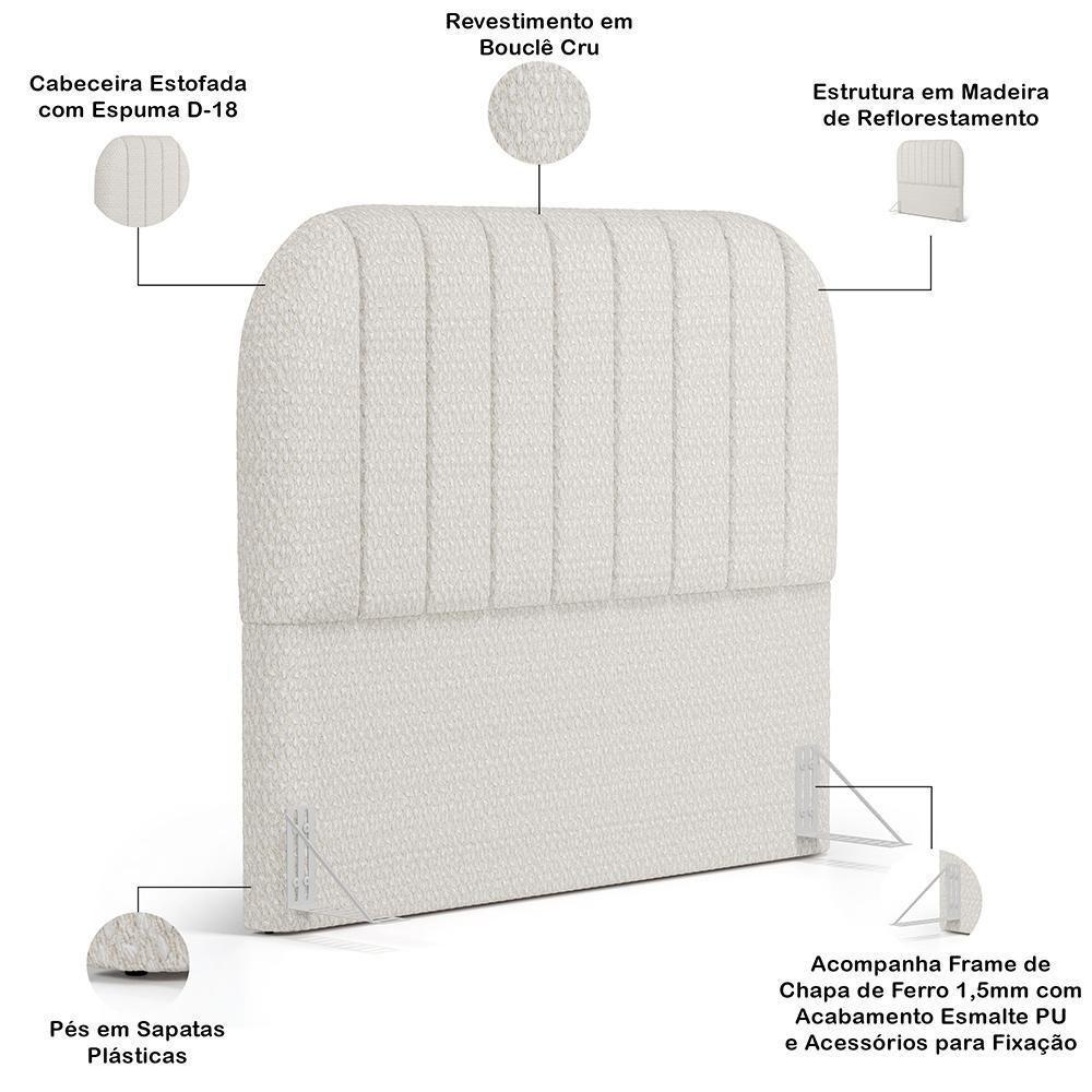 Cabeceira Cama Box Queen Estofada Orgânica 160cm Alice W01 Bouclê Cru - Lyam Decor - 4