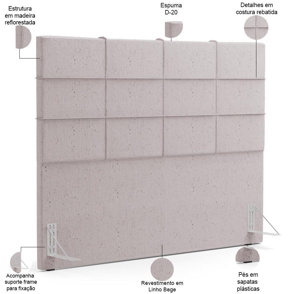 Cabeceira Cama Box Queen 160 Cm Roma W01 Linho Bege - Lyam - 4