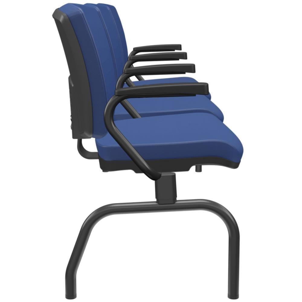 Cadeira Longarina 3 Lugares Aeroporto Recepção Preto Baixa Flexi P03 Vinil Azul - Lyam - 6