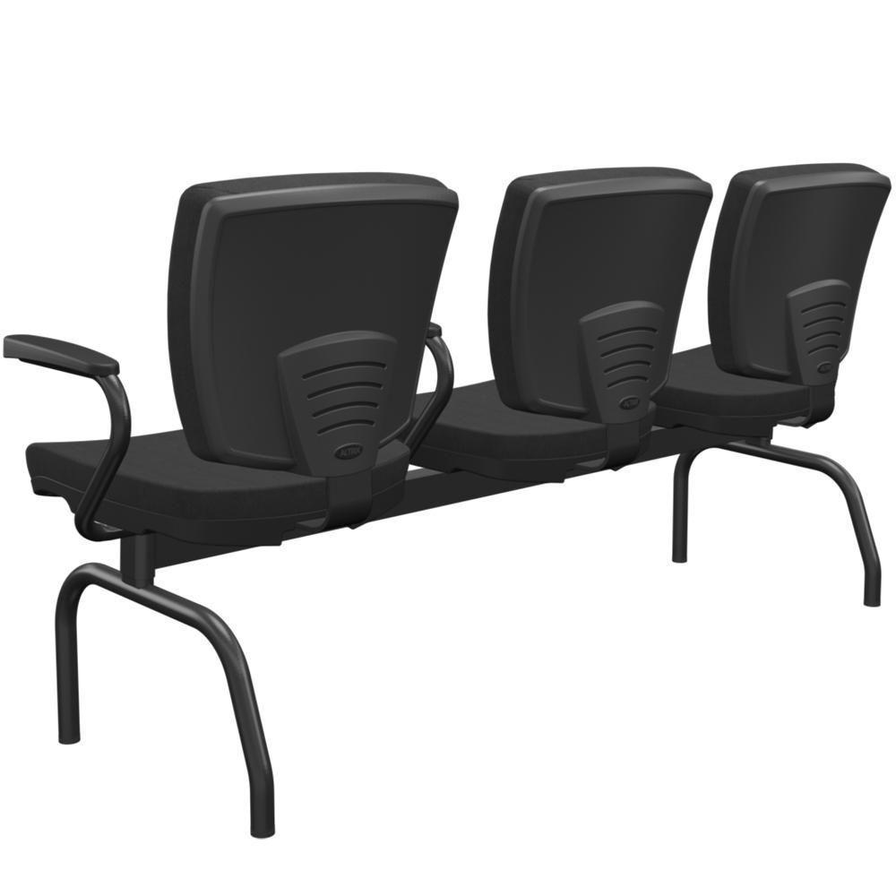 Cadeira Longarina 3 Lugares Aeroporto Recepção Preto Baixa Flexi P03 Poliéster Preto - Lyam - 6