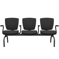 Cadeira Longarina 3 Lugares Aeroporto Recepção Preto Baixa Flexi P03 Poliéster Preto - Lyam - 1