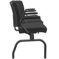 Cadeira Longarina 3 Lugares Aeroporto Recepção Preto Baixa Flexi P03 Poliéster Preto - Lyam - 7