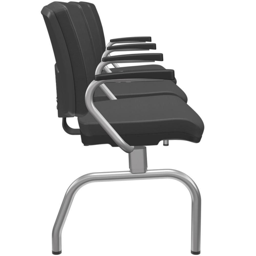 Cadeira Longarina 3 Lugares Aeroporto Recepção Cromado Baixa Flexi P03 Vinil Preto - Lyam - 3