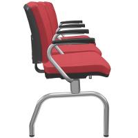 Cadeira Longarina 3 Lugares Aeroporto Recepção Cromado Baixa Flexi P03 Vinil Vermelho - Lyam - 3