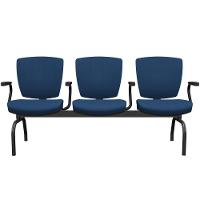 Cadeira Longarina 3 Lugares Aeroporto Recepção Preto Baixa Flexi P03 Poliéster Azul - Lyam - 1
