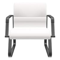 Cadeira De Escritório Recepção Com Braço Fixa Preta Lev P03 Vinil Branco - Lyam Decor - 1