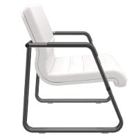 Cadeira De Escritório Recepção Com Braço Fixa Preta Lev P03 Vinil Branco - Lyam Decor - 2