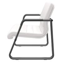 Cadeira De Escritório Recepção Com Braço Fixa Preta Lev P03 Vinil Branco - Lyam Decor - 5