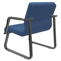 Cadeira De Escritório Recepção Com Braço Fixa Preta Lev P03 Crepe Azul - Lyam Decor - 2