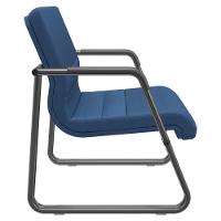 Cadeira De Escritório Recepção Com Braço Fixa Preta Lev P03 Crepe Azul - Lyam Decor - 6