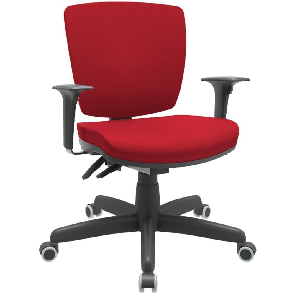 Cadeira De Escritório Executiva Office Giratória Preto Baixa Flexi P03 Poliéster Vermelho - Lyam - 1