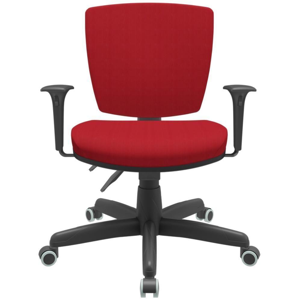 Cadeira De Escritório Executiva Office Giratória Preto Baixa Flexi P03 Poliéster Vermelho - Lyam - 3