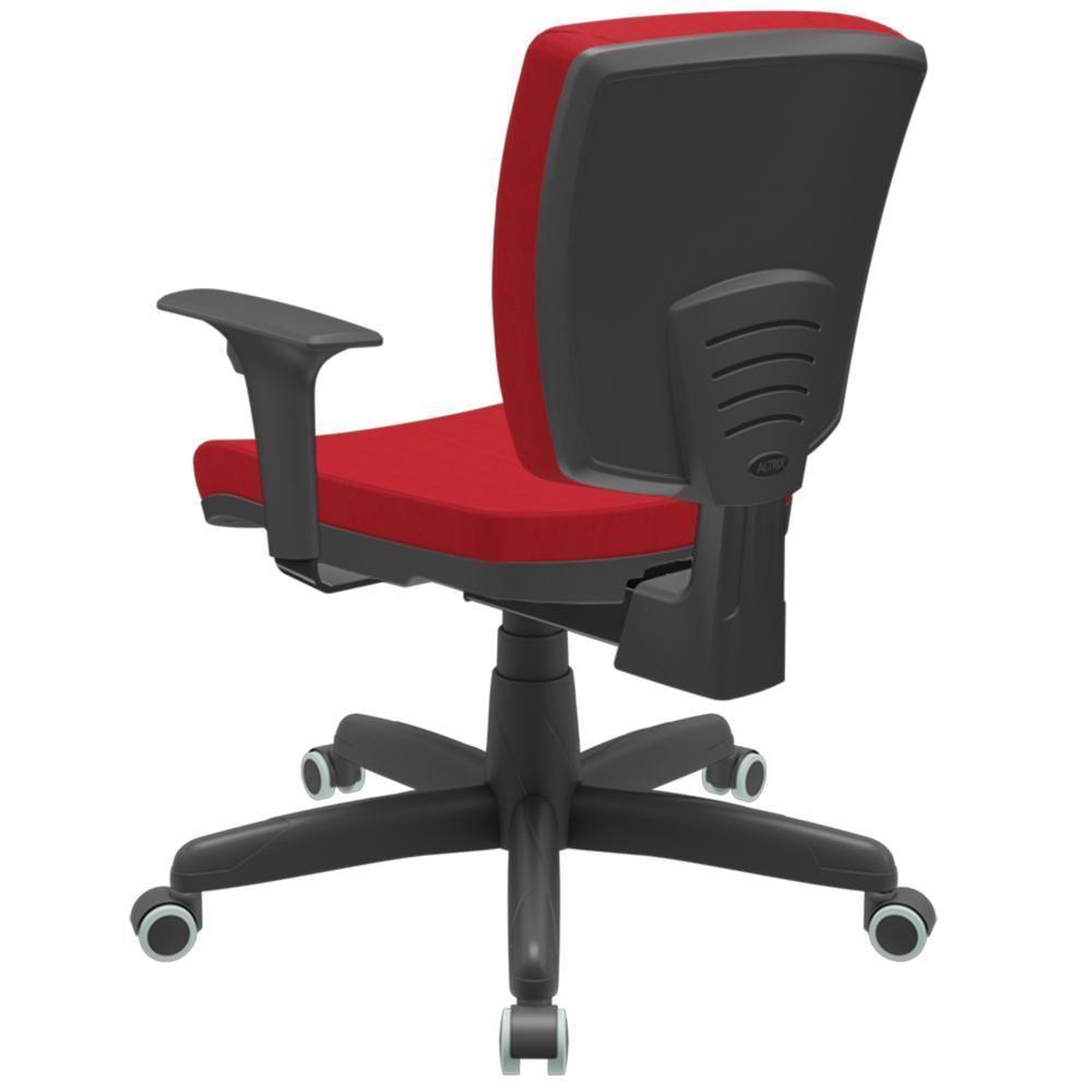 Cadeira De Escritório Executiva Office Giratória Preto Baixa Flexi P03 Poliéster Vermelho - Lyam - 7